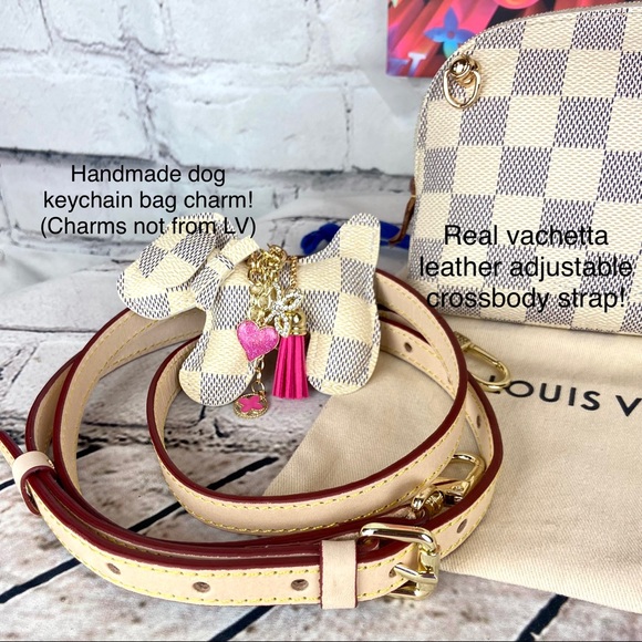 Louis Vuitton Damier Azur Cosmetic Pouch Crossbody Bag with leather strap - Picture 4 of 16